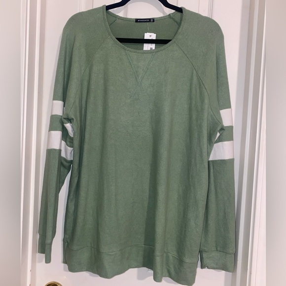 Staccato Sweaters - Staccato Olive Crewneck Sweater with Ivory Accents